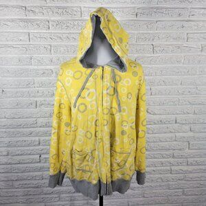 Onque Woman 1X Yellow Geometric Zip Hoodie Jacket Cotton Stretch SWE118E